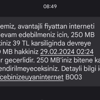 Vodafone İnternetim Olduğu Halde Ek Paket Tanımlıyor