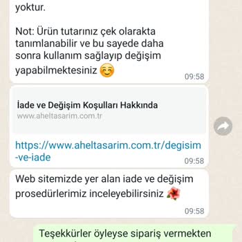 Ahel Tasarım'ın İade Kabul Etmemesi