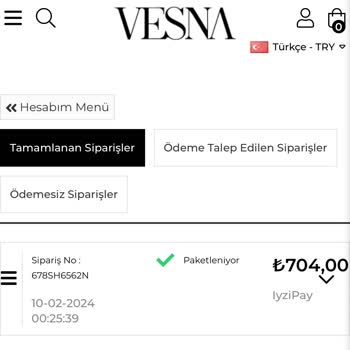 Vesna Design Ürünü Zamanında Kargolamıyor Ve Bilgi Vermiyor