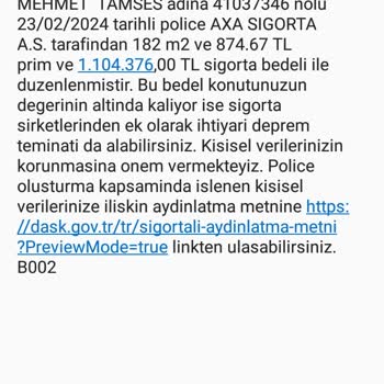 DASK Tarafından Şahsıma Ait Olmayan Birçok SMS Gelmektedir.