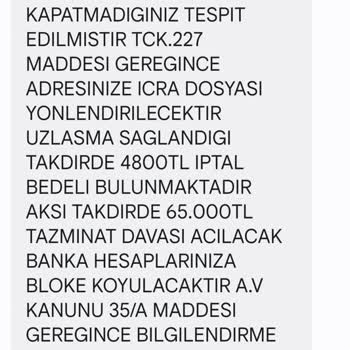 Enasdns (SMS) Haksız İcra Tehdidi Ve Rahatsızlık Bildirimi