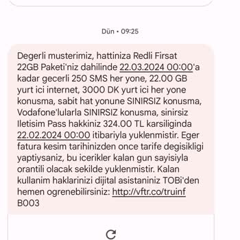 Vodafone'un Paket Fiyatlarının Uyumsuz Olmasından Şikayetçiyim