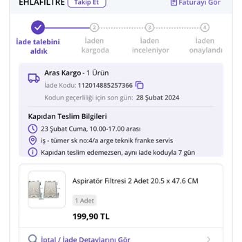 Aras Kargo İade Kargomu Almıyor!