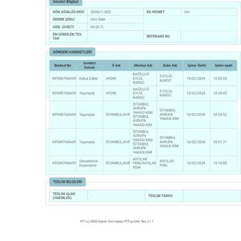 PTT Kargo PTT Avcılar PDM
