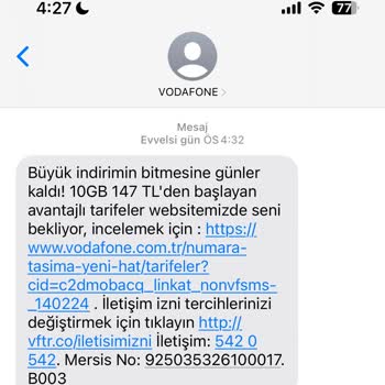 Vodafone' Un Mesaj Göndermesine İznim Yok Ama Her Gün Mesaj Atıyor
