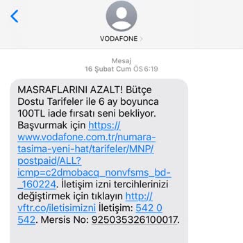 Vodafone' Un Mesaj Göndermesine İznim Yok Ama Her Gün Mesaj Atıyor