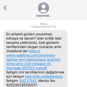 Vodafone' Un Mesaj Göndermesine İznim Yok Ama Her Gün Mesaj Atıyor