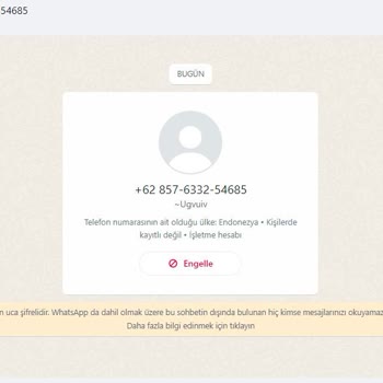 WhatsApp + 62 857 İle Başlayan Numaradan Gelen WhatsApp Mesajı
