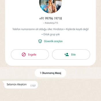WhatsApp Bilinmeyen Numara WhatsApp