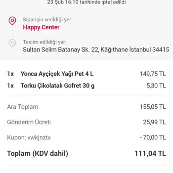 Yemek Sepeti Canlı Destek