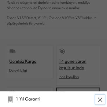 Dyson Mobilya Altılı Aparat Garanti Kapsamında Değişmemesi
