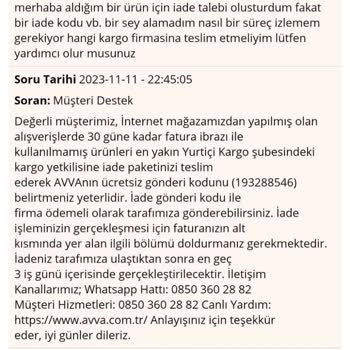 Avva Para İadesi Yapmıyor