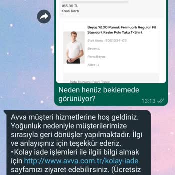 Avva Para İadesi Yapmıyor