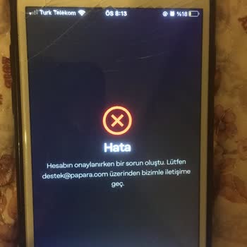 Papara Sözleşmeli Hesap Hata Veriyor