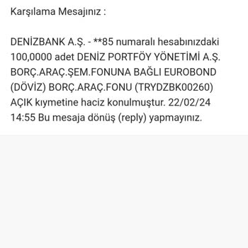 Denizbank Bilgi Dışı Fon Alım Satımı