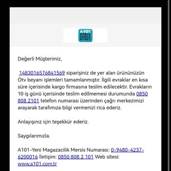A101 Aldığım Motorun Evraklarını Göndermiyor!