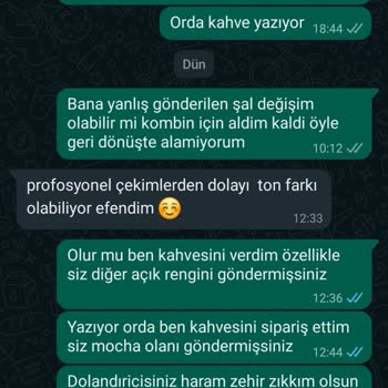 Organic Scarfs Organic Scarf İsimli Sayfa Sipariş Olan Şalımı Yanlış Gönderdi.