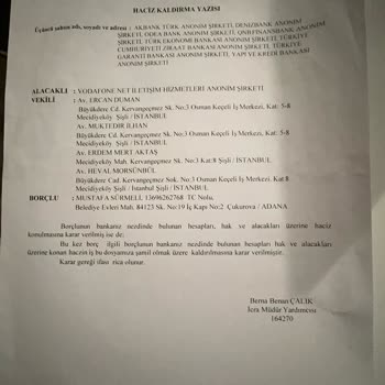 Garanti Bankası Haciz Kaydı İşlemi Kaldırma Talebi