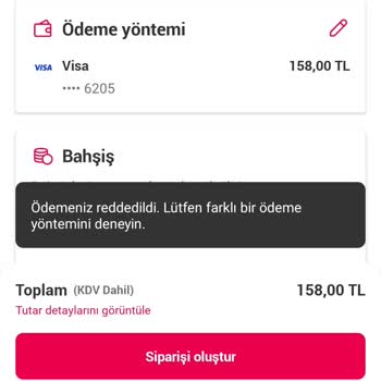 Yemeksepeti Ödeme Sorunu Yaşıyorum, Sipariş Veremiyorum