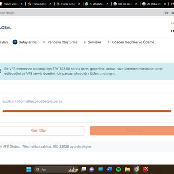 VFS Global Fransa Vize Randevu SİTESİ'NİN İşlevsizliği