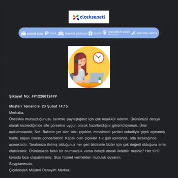 Çiçek Sepeti Müşteri Hizmetlerinin Yetersizliği Siparişin Özensizliği