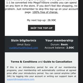 Mega TV Ücret Kesilmesini İstemiyorum