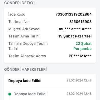 Trendyol Balat Hali İademi Yapmıyor