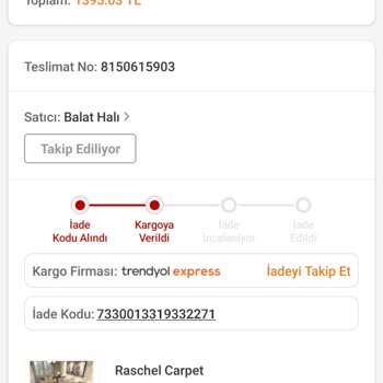 Trendyol Balat Hali İademi Yapmıyor