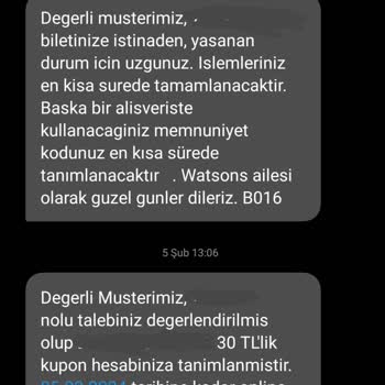 Watsons Para İadesi Yapmıyor.