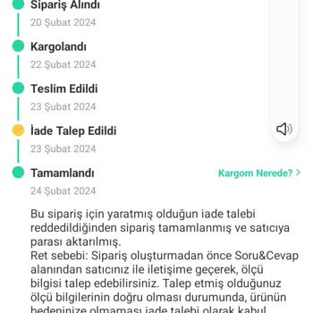 Trendyol Destekli Dolap Satıcısı İademi Ürün Uymadığı Halde Reddetti