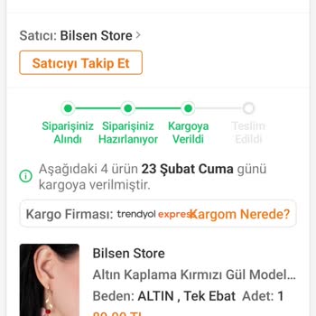 Trendyol Ekspres Siparişim Teslimi