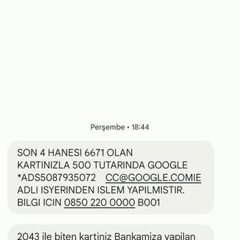 Ziraat Bankası Google Ads Ziraat Kartımdan Bilgim Dışında İşlem Yaptı