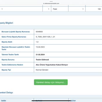 Borusan Lojistik Ürünümü Israrla Teslim Etmiyor