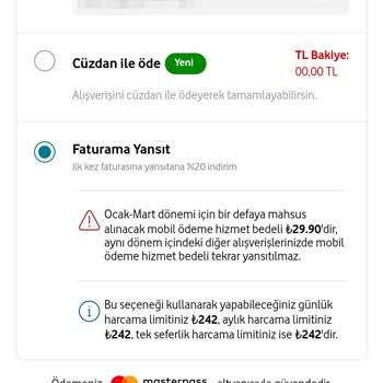 Vodafone Mobil Ödeme Sorunu