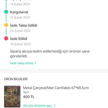 Dolap Ürünümün Yolda Kırıldığı Söylenmiş Ve Şimdi Kayıp