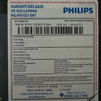 Philips 7000 Serisi 15in1 Tıraş Makinesi Hatalı Tarak