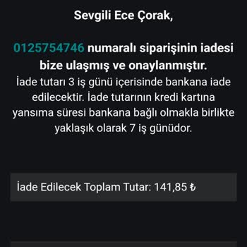 Watsons Siparişimi İptal Etti