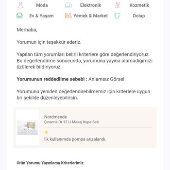 Trendyol Olumsuz Yorum Yayınlamıyor