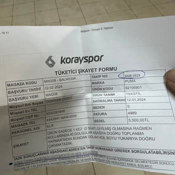 Koray Spor Puma BMW Mont Hatalı Ürün