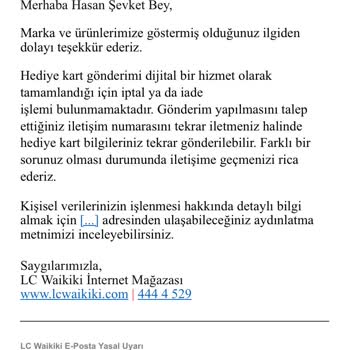 LCW Hediye Kartı İadesi
