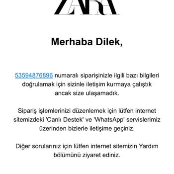Zara İadem Eksik Yapılmadı Ve Kimse Yardımcı Olmuyor