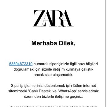 Zara İadem Eksik Yapılmadı Ve Kimse Yardımcı Olmuyor