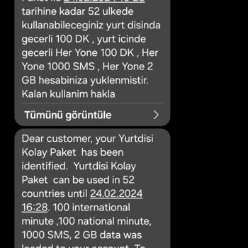Vodafone Yurt Dışı Kolay Paket