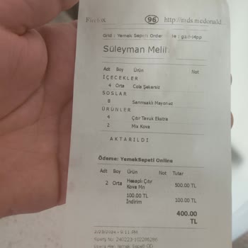 McDonald's Bana Hayalı Ürün Yollayıp Düzeltmesini Yapmıyorlar