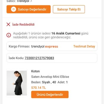 Trendyol Aldığım Ürünün İadesi Sürecinde Beni Mağdur Etti