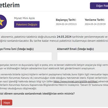 Mynet Abonelik İptali Yaptırmıyor