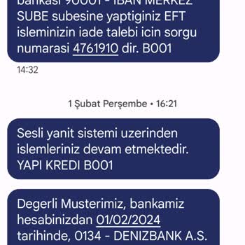 Denizbank Eksik İsme Gelen Para Transferi Yapı Kredi Bankasına İadesi