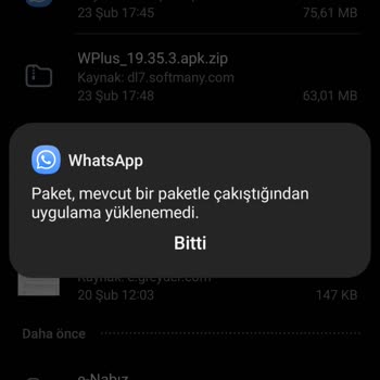 WhatsApp'ı İndiremiyorum Paket Mevcut Bir Paketle Çakıştığından...