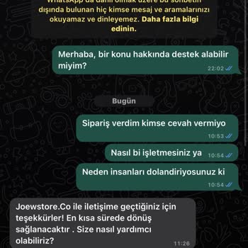 Joewstore Para İademin Yapılmasını İstiyorum