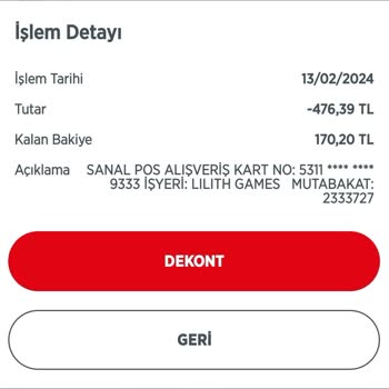 Lilith Games Para İadesi Sorunu